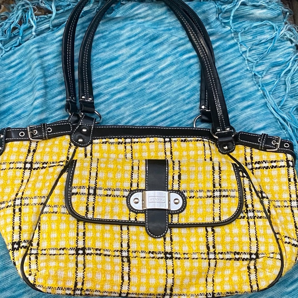 bright yellow stitched handbag